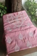 Onion Pink Daraz Chanderi Chikankari Kurta Fabrics