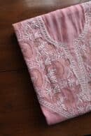 Onion Pink Daraz Chanderi Chikankari Kurta Fabrics