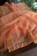 Orange Salmon Banarasi Zari Chanderi Unstitched Chikankari Fabrics