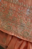 Orange Salmon Banarasi Zari Chanderi Unstitched Chikankari Fabrics