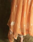 Orange Noor Organza Silk Fine Chikankari with Kamdani Ready to Wear Angarkha