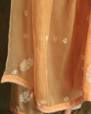 Orange Noor Organza Silk Fine Chikankari with Kamdani Ready to Wear Angarkha