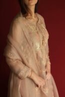 Pastel Beige Noor Organza Chikankari Anarkali With Dupatta