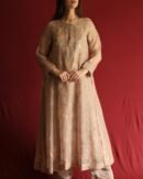 Pastel Beige Noor Organza Chikankari Anarkali With Dupatta