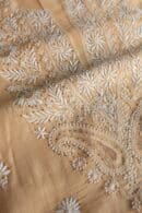 Peach Mal Cotton Chikankari Unstitched Kurta Dupatta Fabrics With Kamdani