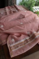 Peach Malmals Pearl Work Chikankari Fabrics