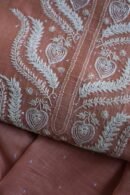 Peach Malmals Pearl Work Chikankari Fabrics