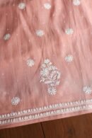 Peach Malmals Pearl Work Chikankari Fabrics