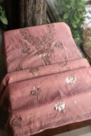 Peach Tissue Silk Mukaish Fabrics