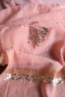 Peach Tissue Silk Mukaish Fabrics