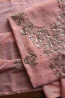 Peach Tissue Silk Mukaish Fabrics