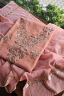 Peach Tissue Silk Mukaish Fabrics
