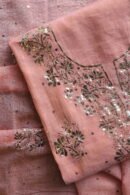 Peach Tissue Silk Mukaish Fabrics