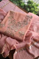 Peach Tissue Silk Mukaish Fabrics