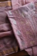 Pink Banarasi Zari Chanderi Unstitched Chikankari Fabrics