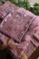 Pink Banarasi Zari Chanderi Unstitched Chikankari Fabrics
