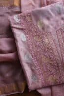 Pink Banarasi Zari Chanderi Unstitched Chikankari Fabrics