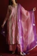 Chanderi Daraz Applique Chikankari Mukaish Kurta Dupatta Set
