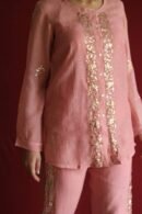 Pink Mul Chanderi Mukaish Badla Co-ord Set