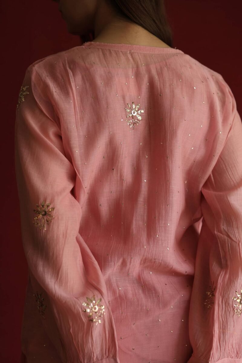 Pink Mul Chanderi Mukaish Badla Co-ord Set