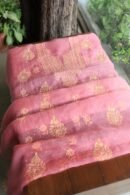 Pink Noor Organza Silk Chikankari Unstitched Kurta Dupatta Set