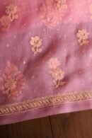 Pink Noor Organza Silk Chikankari Unstitched Kurta Dupatta Set