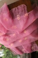 Pink Noor Organza Silk Chikankari Unstitched Kurta Dupatta Set