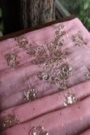 Pink Noor Organza Silk Mukaish Badla Unstitched Kurta Dupatta Set