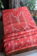 Red Daraz Chanderi Chikankari Unstitched Kurta Fabrics