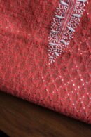Red Daraz Chanderi Chikankari Unstitched Kurta Fabrics