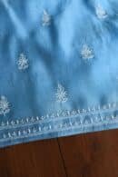 Blue Mal Cotton Chikankari Unstitched Kurta Dupatta Fabrics With Kamdani