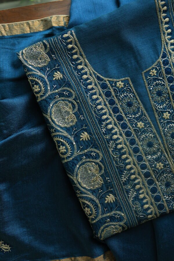 Roheen Moonga Silk Chikankari Unstitched Fabrics