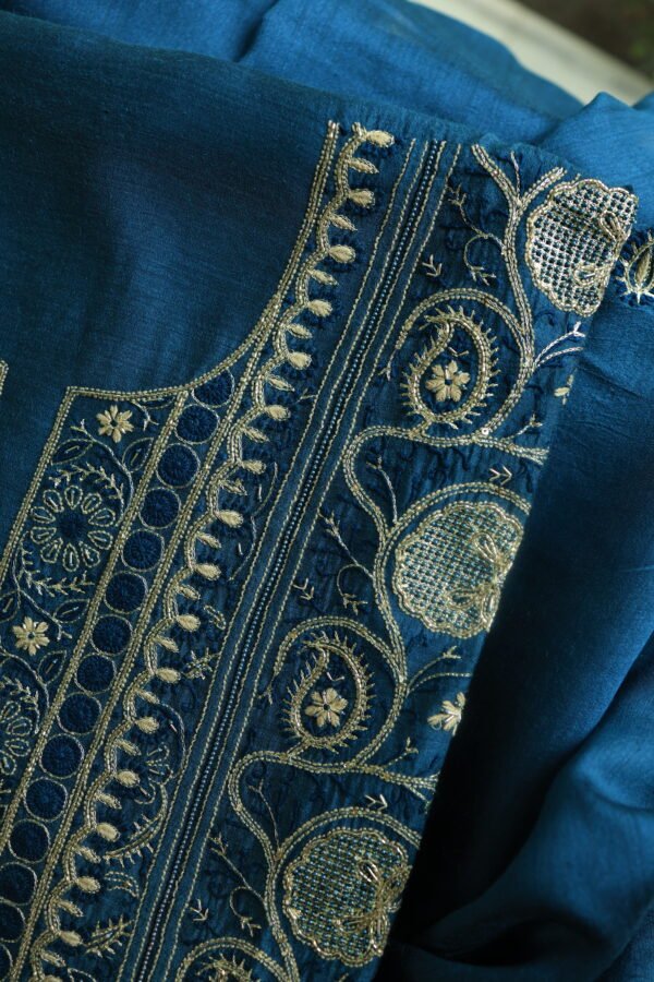 Roheen Moonga Silk Chikankari Unstitched Fabrics - Image 3