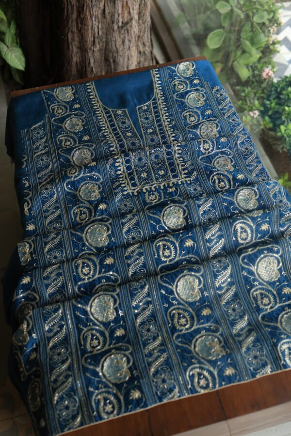 Roheen Moonga Silk Chikankari Unstitched Fabrics - Image 6
