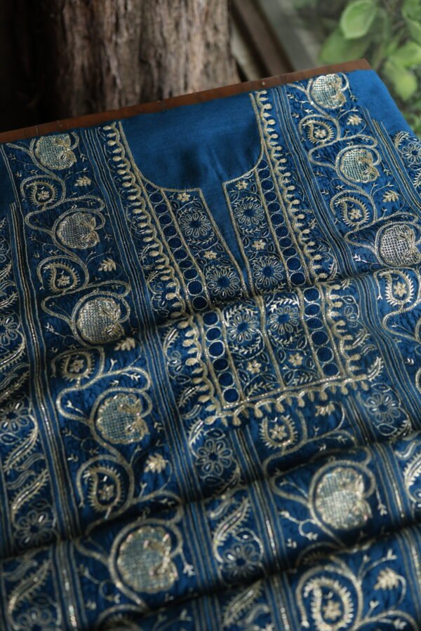 Roheen Moonga Silk Chikankari Unstitched Fabrics - Image 8