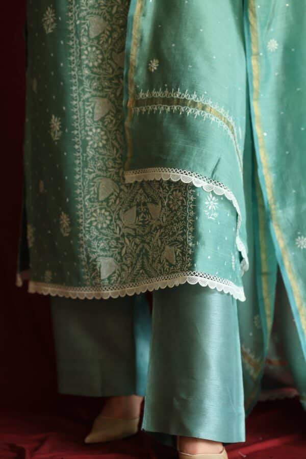 Roheen Ready To Wear Moonga Silk Kurta Dupatta Set - Image 6