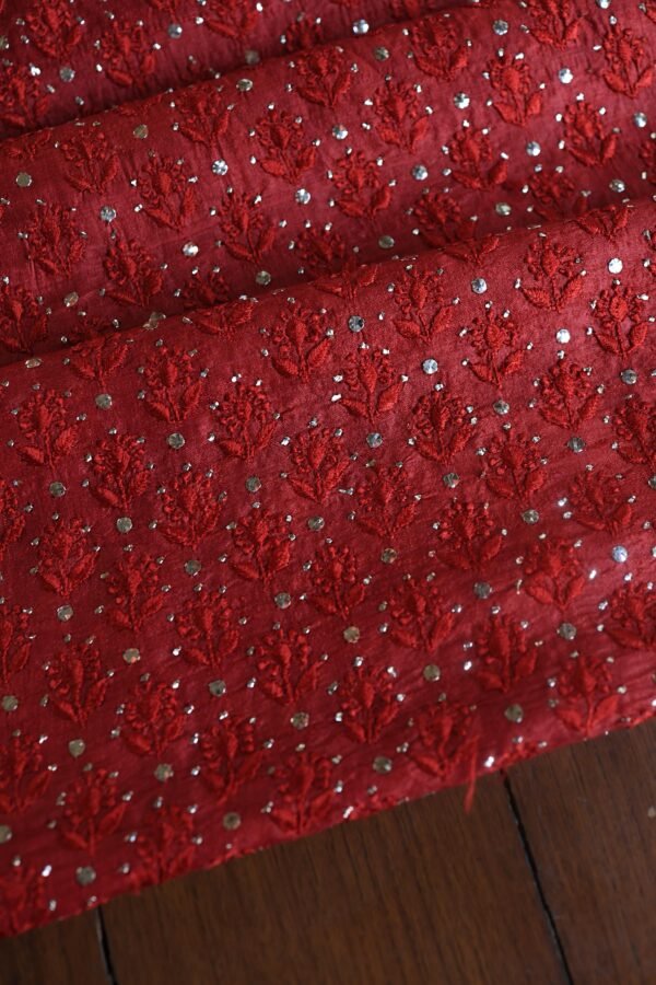 Roheen Tussar Silk Fine Chikankari Unstitched Fabrics - Image 7