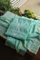 Sea Green Malmals Pearl Work Chikankari Fabrics