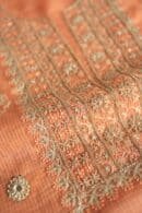 Orange Salmon  Handloom Kota Chikankari With Mirror Work Unstitched Kurta Dupatta Set