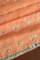 Orange Salmon  Handloom Kota Chikankari With Mirror Work Unstitched Kurta Dupatta Set