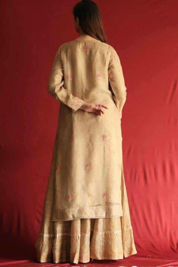 Stripe Organza Chikankari Sharara Set - Image 3