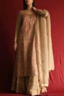 Stripe Organza Chikankari Sharara Set