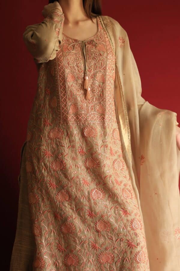 Stripe Organza Chikankari Sharara Set - Image 6