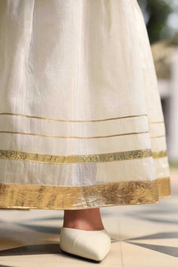 White Banarasi Zari Chanderi Chikankari Sharara Set - Image 13