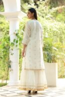 White Banarasi Zari Chanderi Chikankari Sharara Set