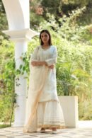 White Banarasi Zari Chanderi Chikankari Sharara Set
