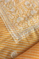 Yellow Kota Cotton Chikankari Unstitched Kurta Fabrics