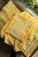 Yellow Mal Cotton Chikankari Unstitched Kurta Dupatta Fabrics With Kamdani