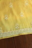 Yellow Mal Cotton Chikankari Unstitched Kurta Dupatta Fabrics With Kamdani