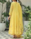 Yellow Noor Organza Badla Anarkali With Dupatta
